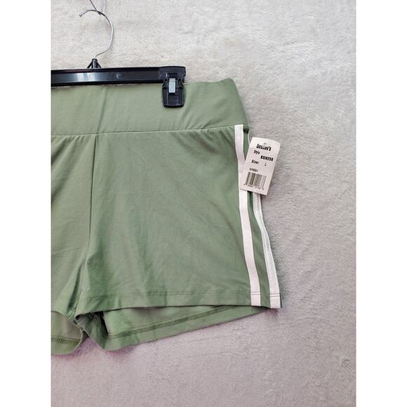 Derek Heart Shorts Womens Large Green Polyester Elastic Waist White Strips Side - Picture 3 of 6